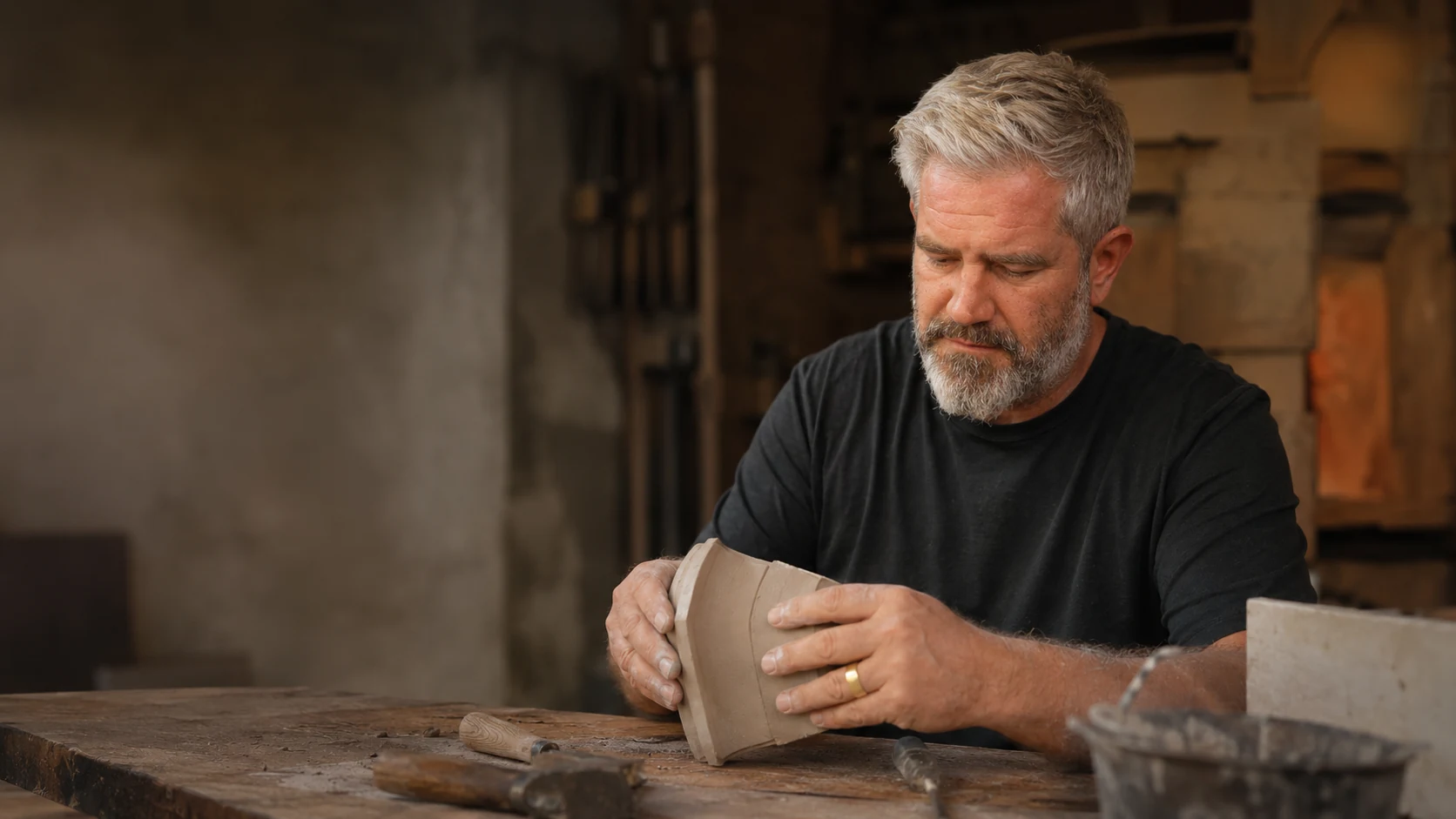 Benjamin formt ein keramisches Bauteil
